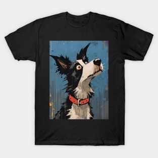 Comical Caricature Border Collie Dog T-Shirt